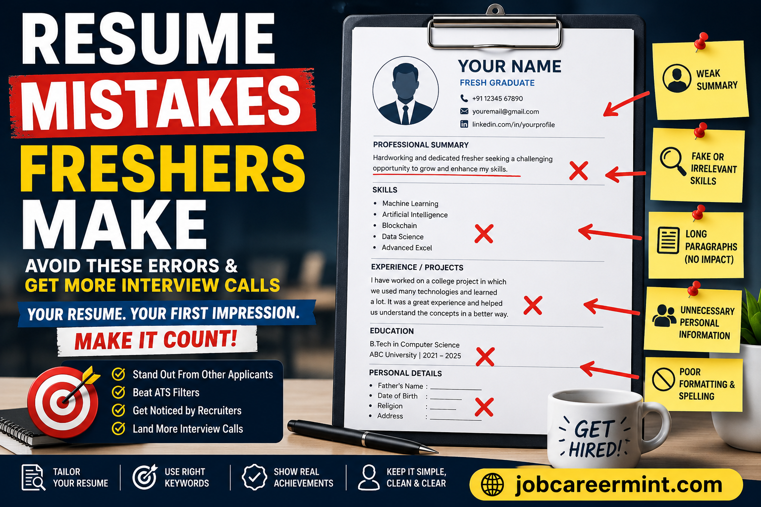 Common resume mistakes freshers make while applying for jobs in 2026