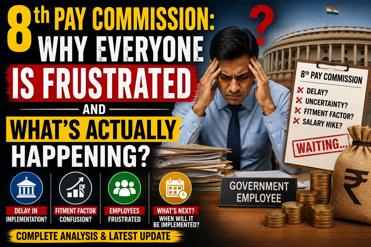 Frustrated Central Government Employee waiting for 8th Pay Commission Update 2026.
