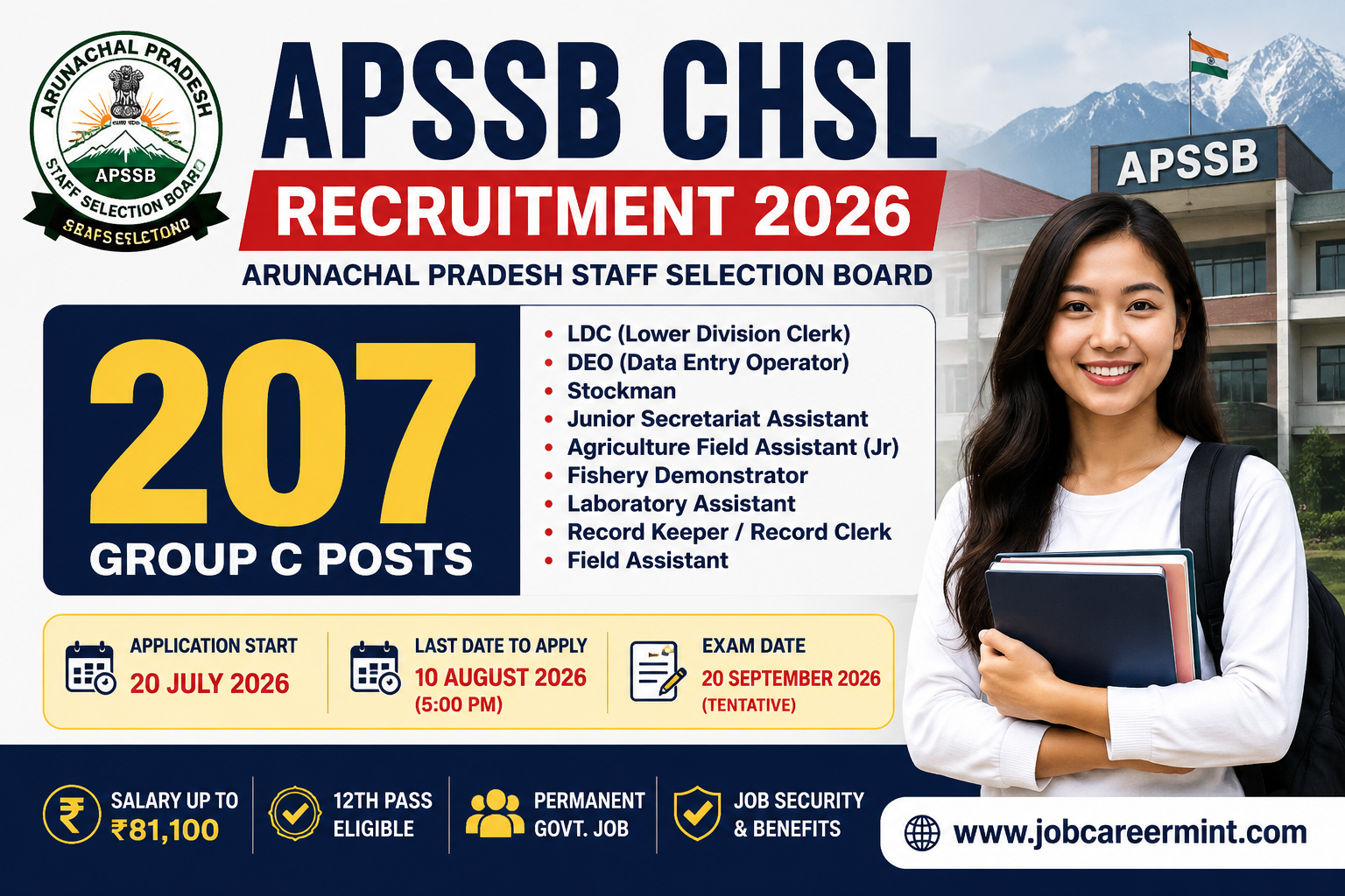 APSSB CHSL Recruitment 2026 apply online for 207 LDC DEO Stockman and Group C vacancies