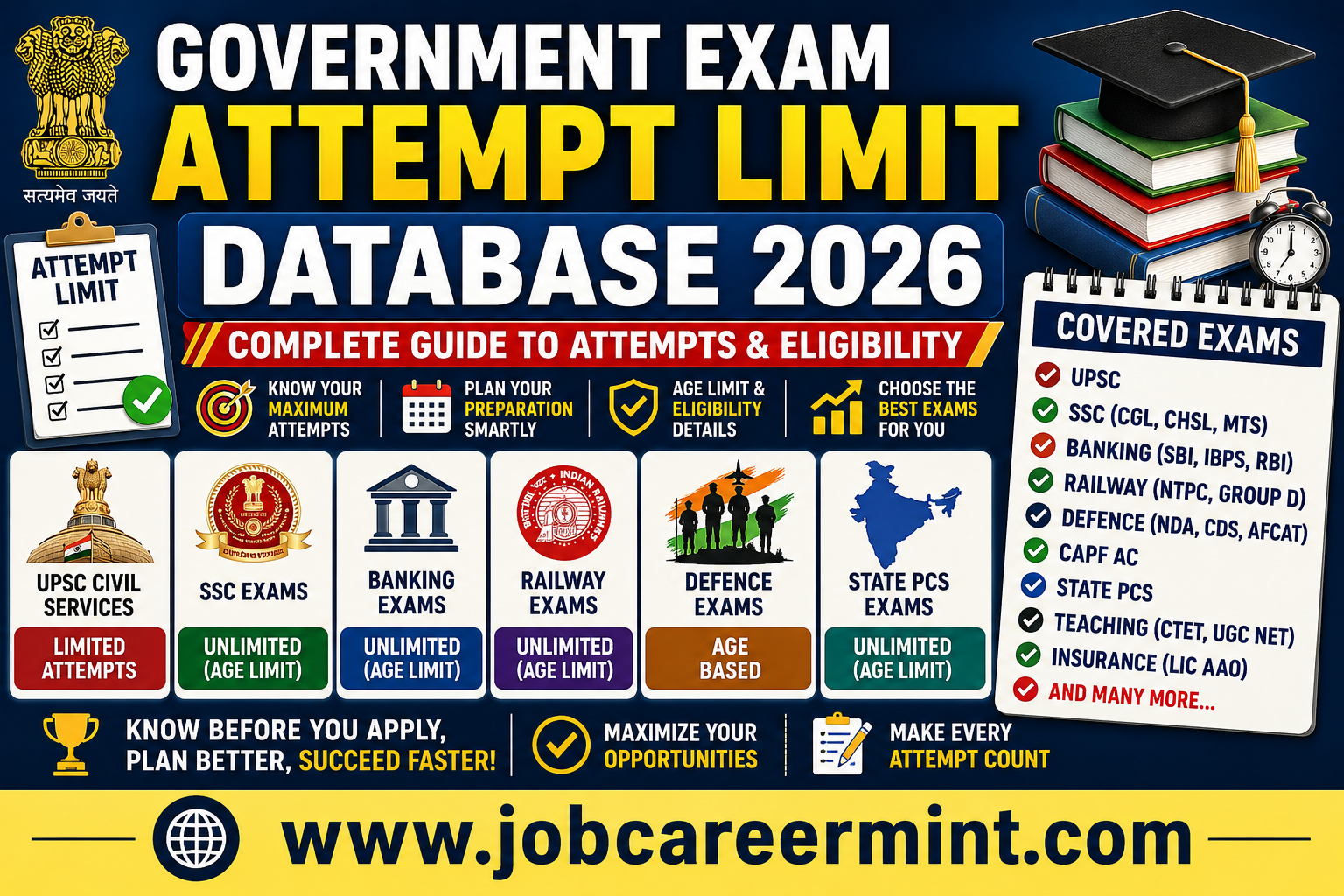 Government exam attempt limit database UPSC SSC banking railway exams