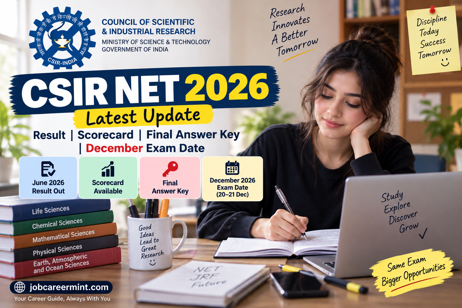 CSIR NET 2026 latest update with result scorecard final answer key and December exam date