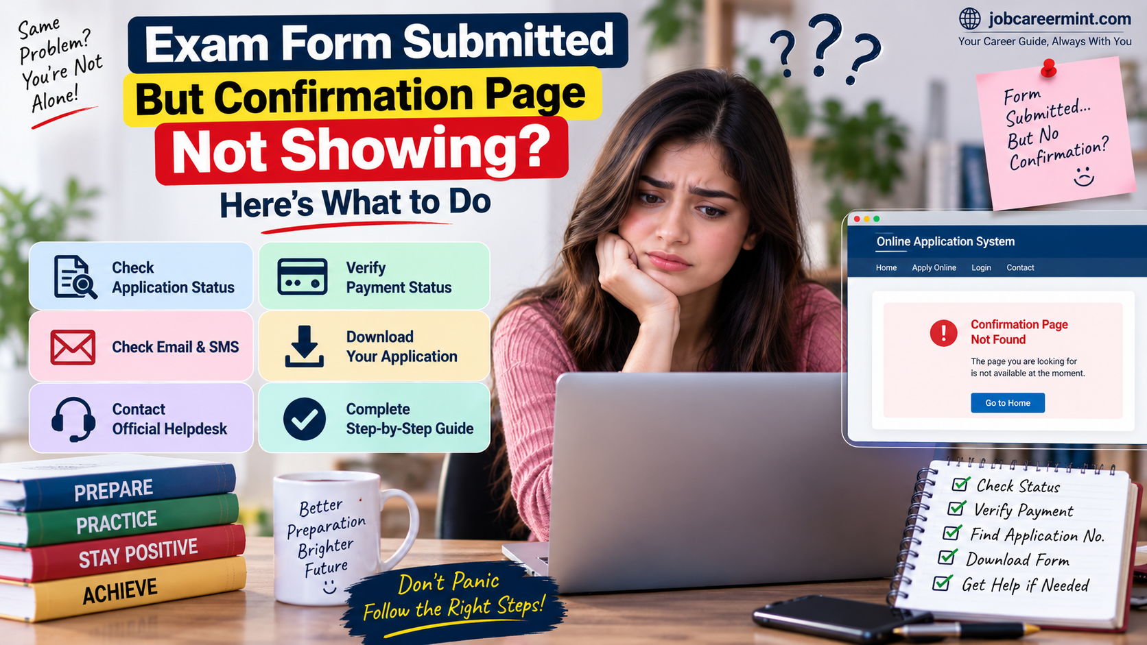 Exam form submitted but confirmation page not showing