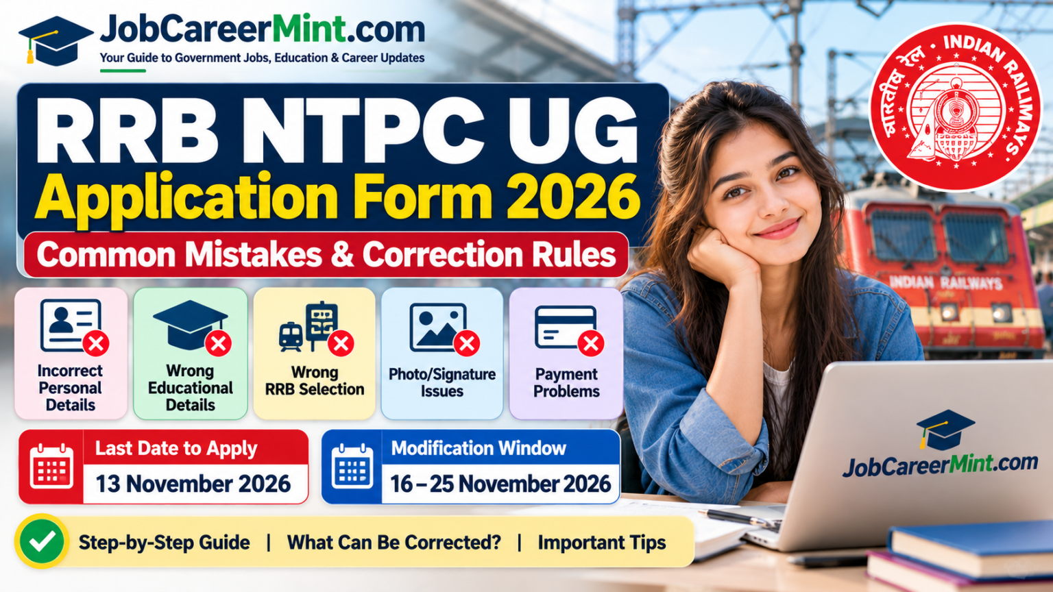 RRB NTPC UG Application Form 2026: Mistakes & Corrections